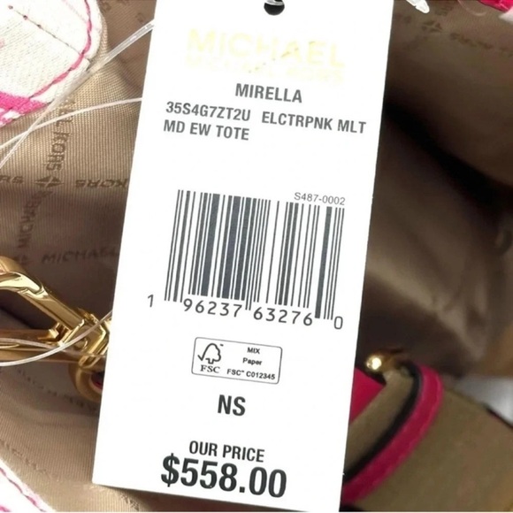 Michael Kors Medium Mirella Tote Bag Electric Pink Multi - Picture 11 of 11